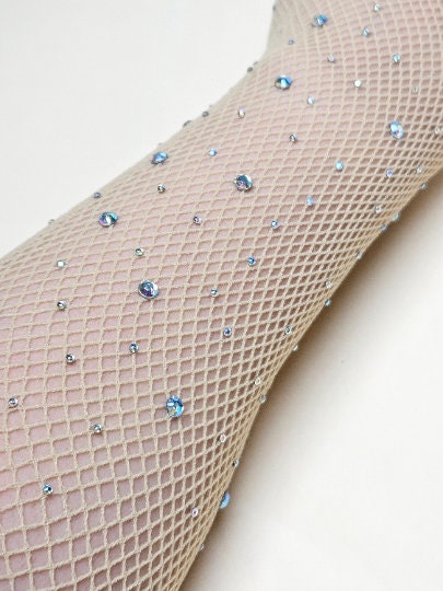 Mesh Stockings with Rhinestones, Tights, Mesh, Fishnet, Pantyhose, Hosiery, Collant