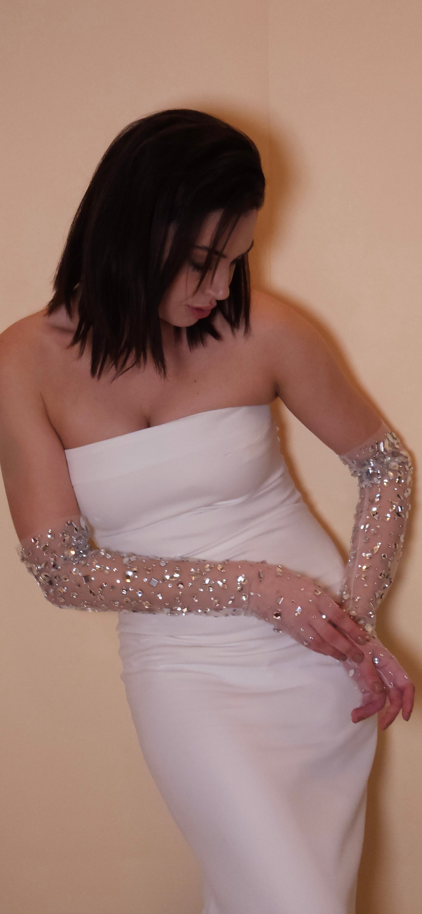 Fingerless sparkly gloves with stones, handless tulle gloves, gloves for weddings, bridal gloves, bridal accessories