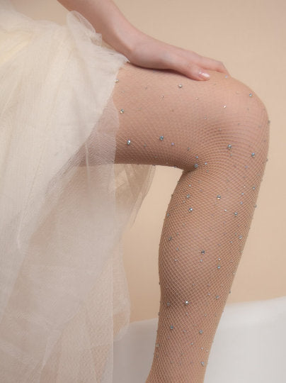 Mesh Stockings with Rhinestones, Tights, Mesh, Fishnet, Pantyhose, Hosiery, Collant