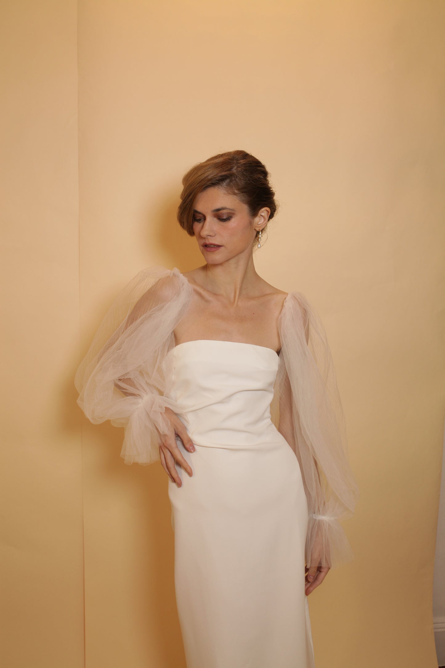 Plisse Tulle Statement Sleeves, Bridal Accessories, Wedding Sleeve, Detachable Sleeves Dreamy Sheer Wedding Sleeves, Chic Bride Sleeves,