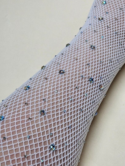 Mesh Stockings with Rhinestones, Tights, Mesh, Fishnet, Pantyhose, Hosiery, Collant